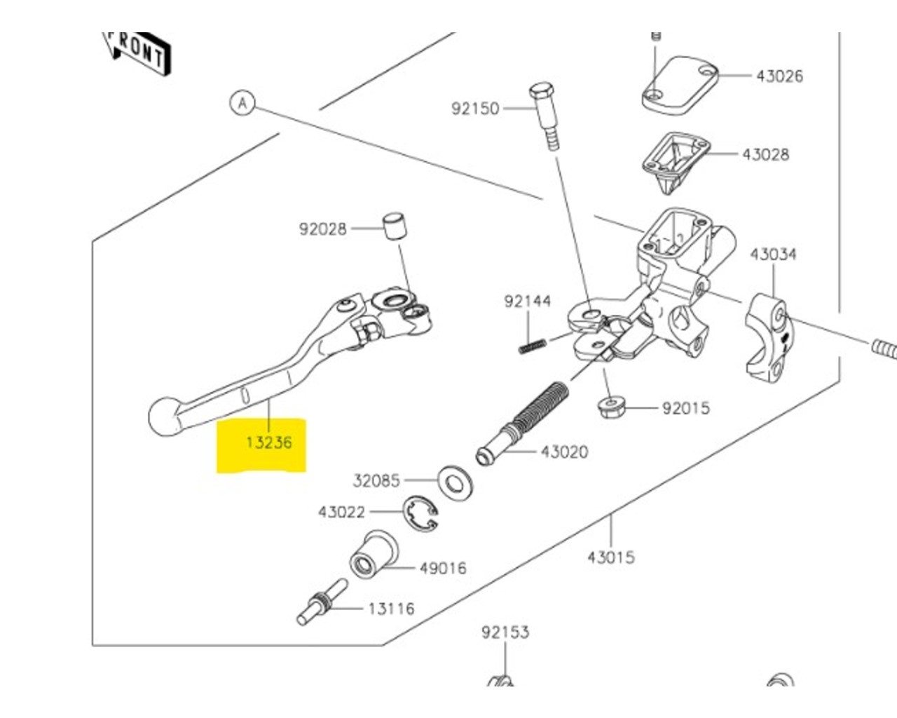 Kawasaki OEM Clutch Lever KX450F KX250F KX252 20212022 132360813